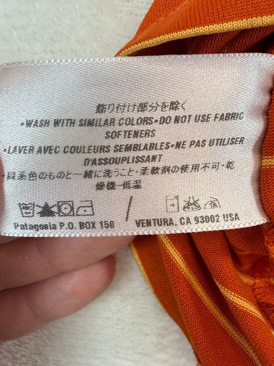 Patagonia Capilene Mens L Striped Technical Crewneck T-Shirt Orange Performance - Picture 7 of 10